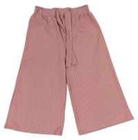 Staroružové pruhované culottes nohavice s opaskom Primark