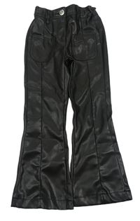 Čierne flare koženkové nohavice Matalan