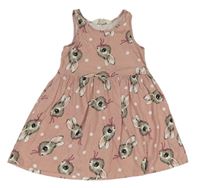 Staroružové bavlnené šaty s králikmi H&M
