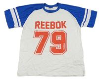 Bílo-modré tričko s číslem a logem Reebok
