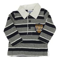 Sivo-čierno-biele pruhované polo tričko s nášivkou zn. Impidimpi