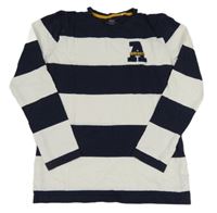 Bielo-tmavomodré pruhované tričko s písmenem Yigga