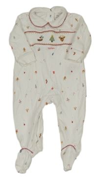 Biely vzorovaný overal s vánočními obrázky a golierikom zn. Next