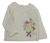 Biely sveter s výšivkou květů Nutmeg