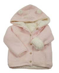 Světlerůžový zateplený propínací svetr s kapucí Matalan