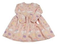 Světlerůžové teplákové šaty s jednorožci F&F