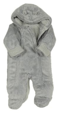 Šedá chlupatá zateplená kombinéza s kapucí George