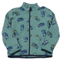 Zelená fleecová propínací mikina s auty Kids