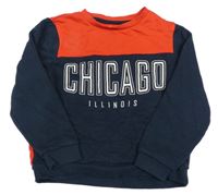 Tmavomodro-červená mikina s nápisom kiabi