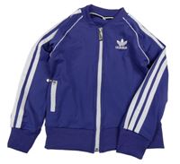 Fialová športová mikina s pruhmi a logem - Adidas