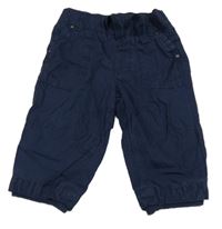 Tmavomodré plátenné podšité nohavice s vreckami Mothercare