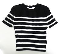 Černo-bílé pruhované crop pletené tričko H&M