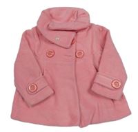 Růžový fleecový podšitý kabátek s golierom Next