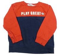 Červeno-tmavomodrá mikina s nápisom H&M