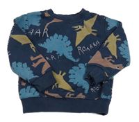 Tmavomodrá mikina s dinosaurami