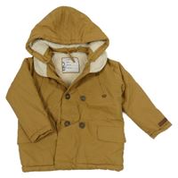 Hnedá šušťáková zateplená bunda s kapucňou obaibi