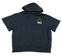 Tmavomodrá mikina so smajlíkom a kapucňou