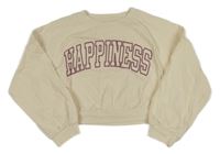 Smotanová crop ľahká mikina s nápisom Next