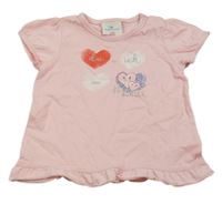 Světlerůžové tričko se srdíčky Topomini