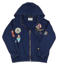 Tmavomodrá propínací mikina s nášivkami - Harry Potter a kapucí M&S