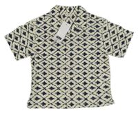 Nové - smetanovo-tmavomodrá vzorovaná košeľa F&F