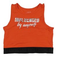 Červený crop top s nápisom Page one young