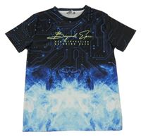 Černo-modré vzorované sportovní tričko s nápisem Pep&Co