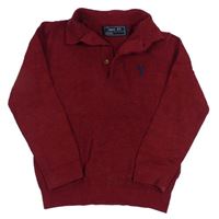 Červený melírovaný vzorovaný sveter s výšivkou Next