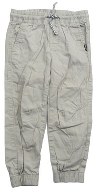 Béžové plátenné cuff nohavice H&M