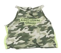 Bílo-khaki army crop top s nápisom
