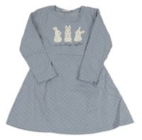 Modré bodkovaná é teplákové šaty s králíčky zn. Topolino