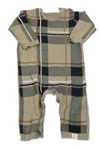 Béžovo-čierny kockovaný pletený overal George