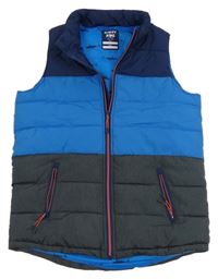 Modro-šedá šusťáková zateplená vesta Tchibo