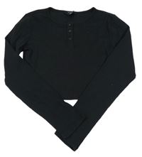 Čierne rebrované crop tričko New Look