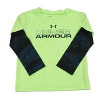 Neónově zeleno-čierne športové tričko s logom Under Armour