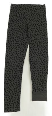 Šedo-černé zateplené legíny s leopardím vzorem H&M