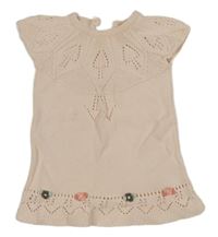 Svetloružové svetrové šaty s kvetmi