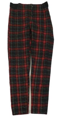 Čierno-červené kockované legíny Zara