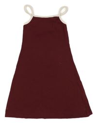 Vínovo-biele rebrované šaty H&M