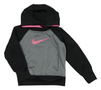 Černo-šedá mikina s logem a kapucí Nike 