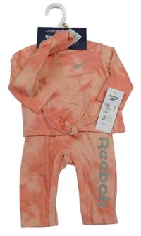 Nové - 2set - Oranžový batikovaný overal s logem + čelenka Reebok