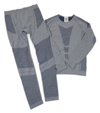 2set - Sivo-modré funkčné triko + funkčné nohavice Crivit