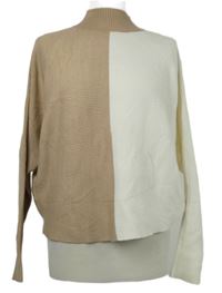 Dámsky smetanovo-béžový rebrovaný sveter so stojačikom Primark