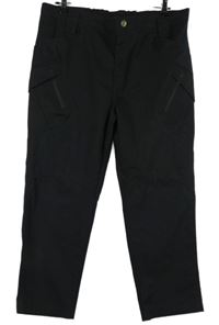 Pánske čierne plátenné členkové é nohavice s vreckami