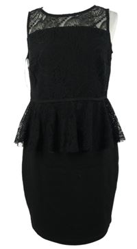 Dámské černé krajkové šaty s volánkem Bodyflirt 