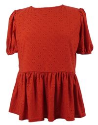 Dámská červená madeirová peplum halenka In The Style 