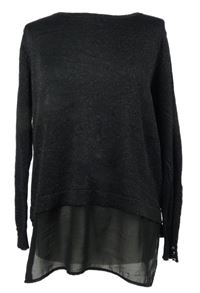 Dámska čierna trblietavá úpletová tunika s šifonovým volánem Wallis