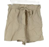 Nové - Dámske pudrové ľanové kraťasy s opaskom New Look