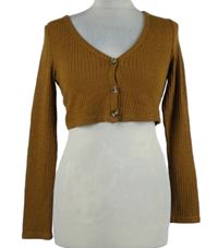 Dámské pískové žebrované úpletové crop triko Shein 