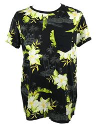 Pánské černé květované tričko H&M